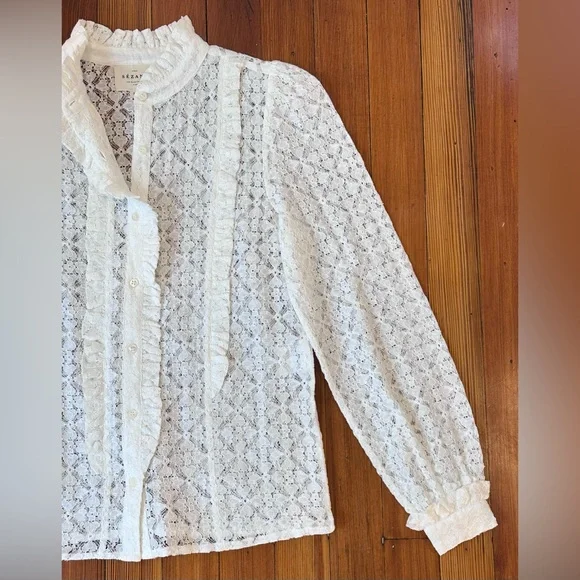 Sezane White Lace Blouse - Picture 7 of 14